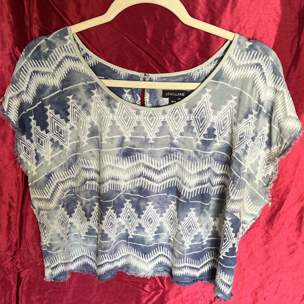 Embroidered tie dye crop top